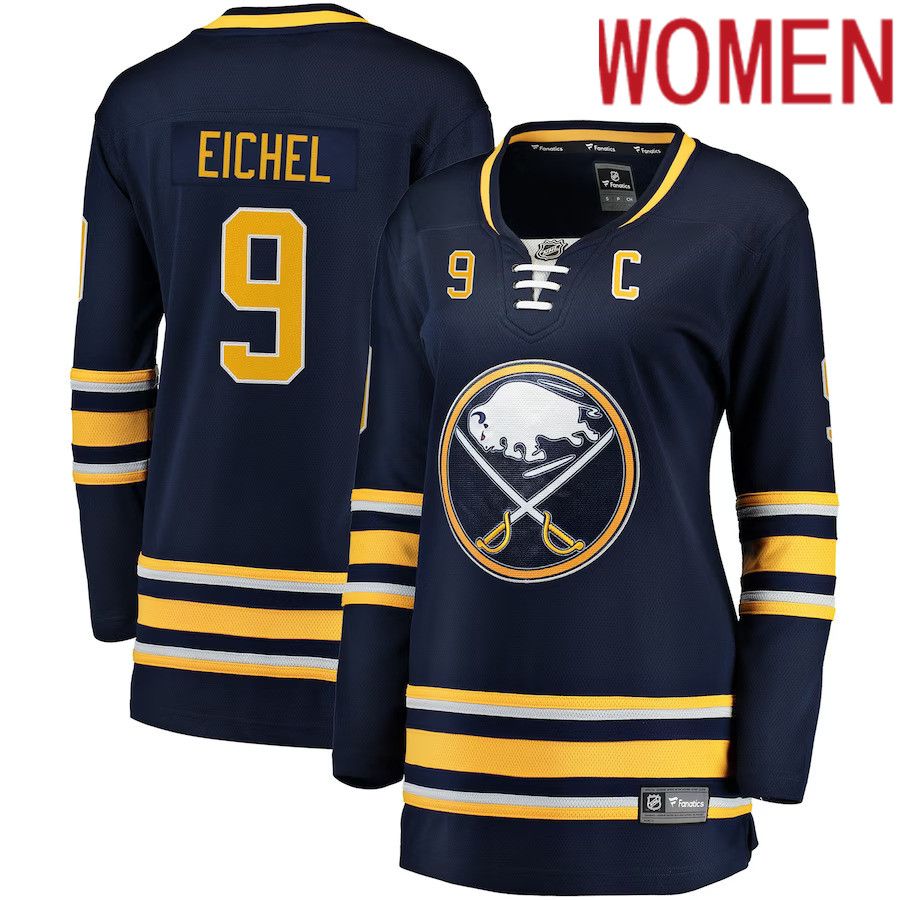 Women Buffalo Sabres 9 Jack Eichel Fanatics Branded Navy Home Premier Breakaway Player NHL Jersey